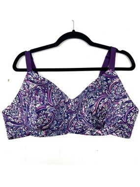 Catherine's Intimates Wireless Bra‎ Purple Floral Paisely 44B